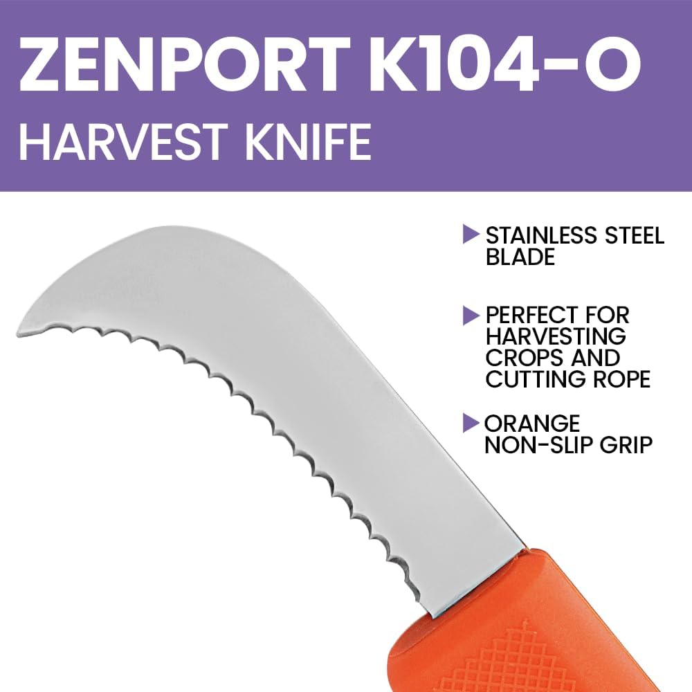 K102 Harvest Utility Knife, Landscape and Sod, 3-Inch Stainless Steel Serrated Blade
