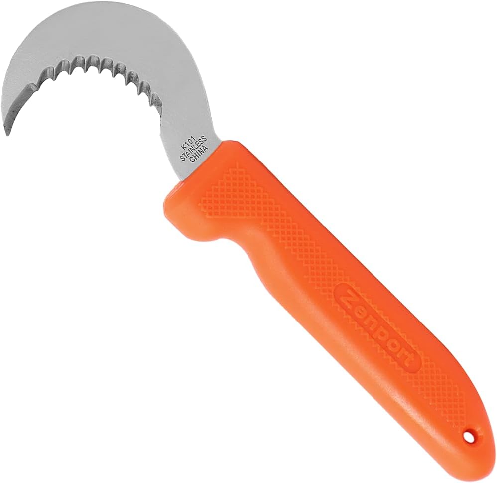 K102 Harvest Utility Knife, Landscape and Sod, 3-Inch Stainless Steel Serrated Blade