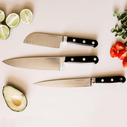 Lamson 5 In Premier Forged Santoku Knife, Hollow Edge, Fire Handle