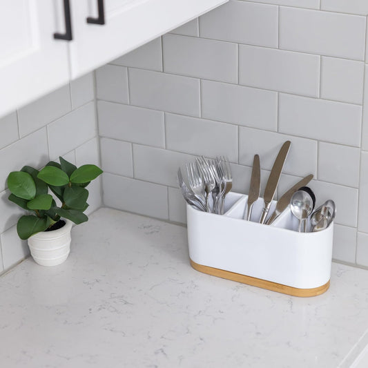 ® White Countertop Silverware Holder