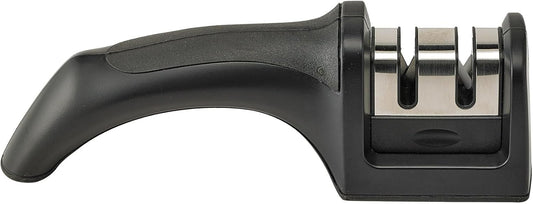 Dual-Action Knife Sharpener, Professional Sharpening and Touching Up For Straight-Blade Knives, Ergonomic Handle, Non-Slip Base