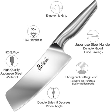 Nakiri Kitchen Knife, Chef's Knife In Japanese Stainless Steel Professional Cooking Knives, Non-slip Ultra Sharp Knife with Ergonomic Handle