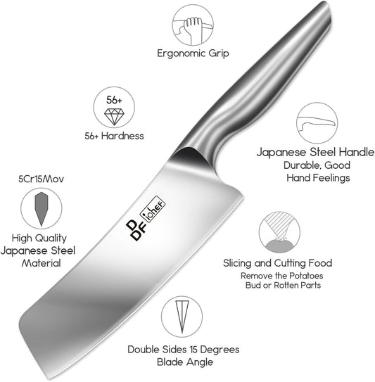 Nakiri Kitchen Knife, Chef's Knife In Japanese Stainless Steel Professional Cooking Knives, Non-slip Ultra Sharp Knife with Ergonomic Handle