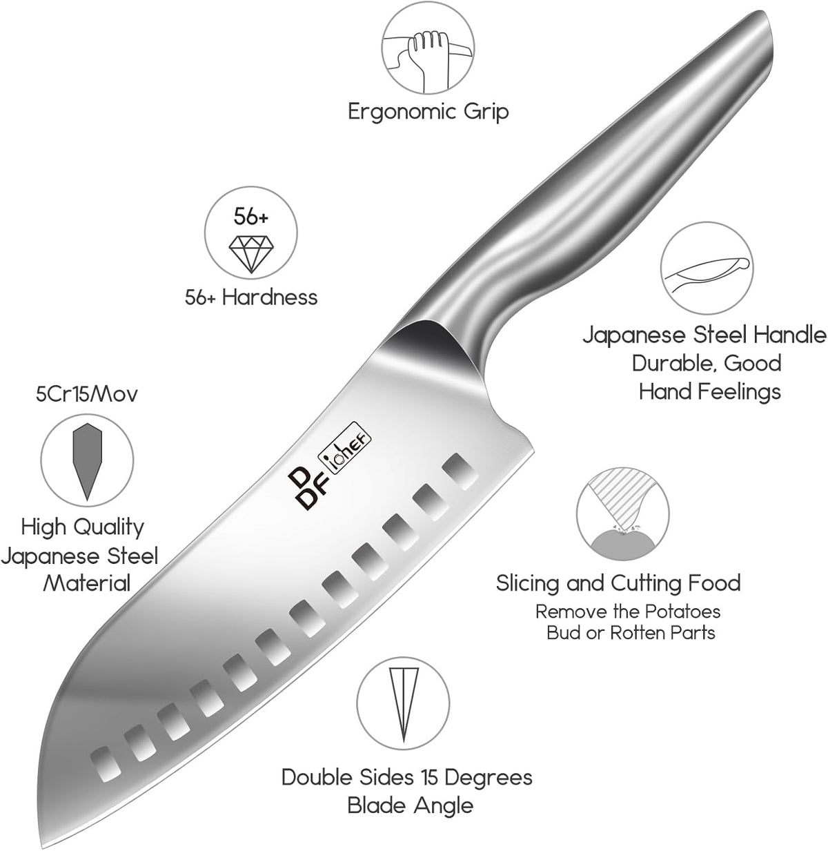 Nakiri Kitchen Knife, Chef's Knife In Japanese Stainless Steel Professional Cooking Knives, Non-slip Ultra Sharp Knife with Ergonomic Handle