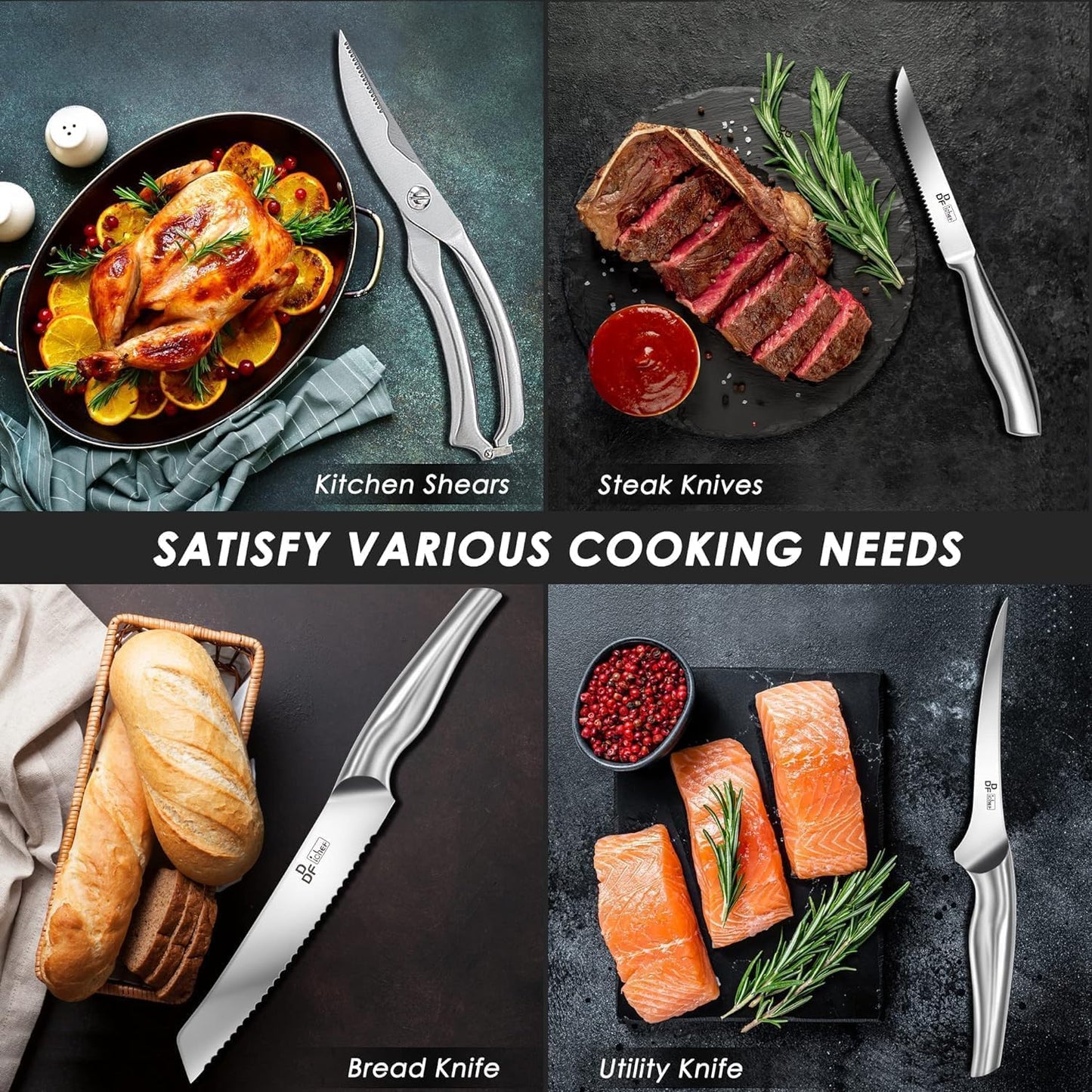 Nakiri Kitchen Knife, Chef's Knife In Japanese Stainless Steel Professional Cooking Knives, Non-slip Ultra Sharp Knife with Ergonomic Handle