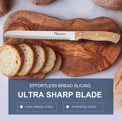 Serrated Bread Knife for Homemade Bread, High Carbon Steel Sourdough Knife Cutter for Slicing Bread, Bagels & Cake, Razor Sharp Premium 8-Inch Bread Cutting Knives with Gift Box