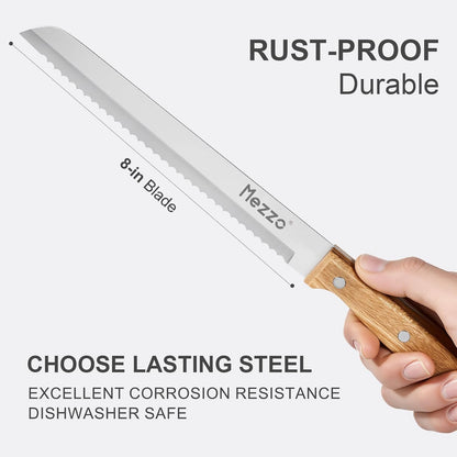 Serrated Bread Knife for Homemade Bread, High Carbon Steel Sourdough Knife Cutter for Slicing Bread, Bagels & Cake, Razor Sharp Premium 8-Inch Bread Cutting Knives with Gift Box