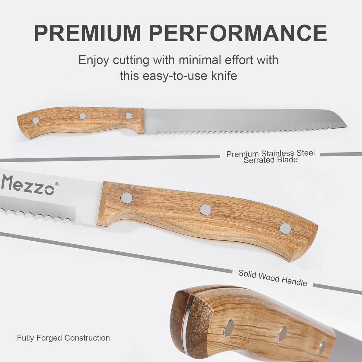 Serrated Bread Knife for Homemade Bread, High Carbon Steel Sourdough Knife Cutter for Slicing Bread, Bagels & Cake, Razor Sharp Premium 8-Inch Bread Cutting Knives with Gift Box