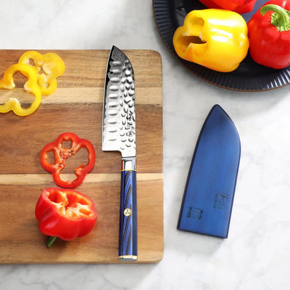 Cangshan KITA Series 5-Inch Santoku Knife with Sheath, High Carbon X-7 Damascus Steel, 503886