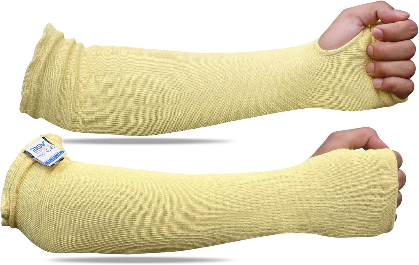 BSV Kevlar Arm Protection Sleeves with Thumb Hole - Cut, Scratch, Bite and Heat-Resistant - Unisex, 18", 1 Pair