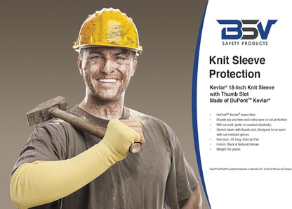 BSV Kevlar Arm Protection Sleeves with Thumb Hole - Cut, Scratch, Bite and Heat-Resistant - Unisex, 18", 1 Pair