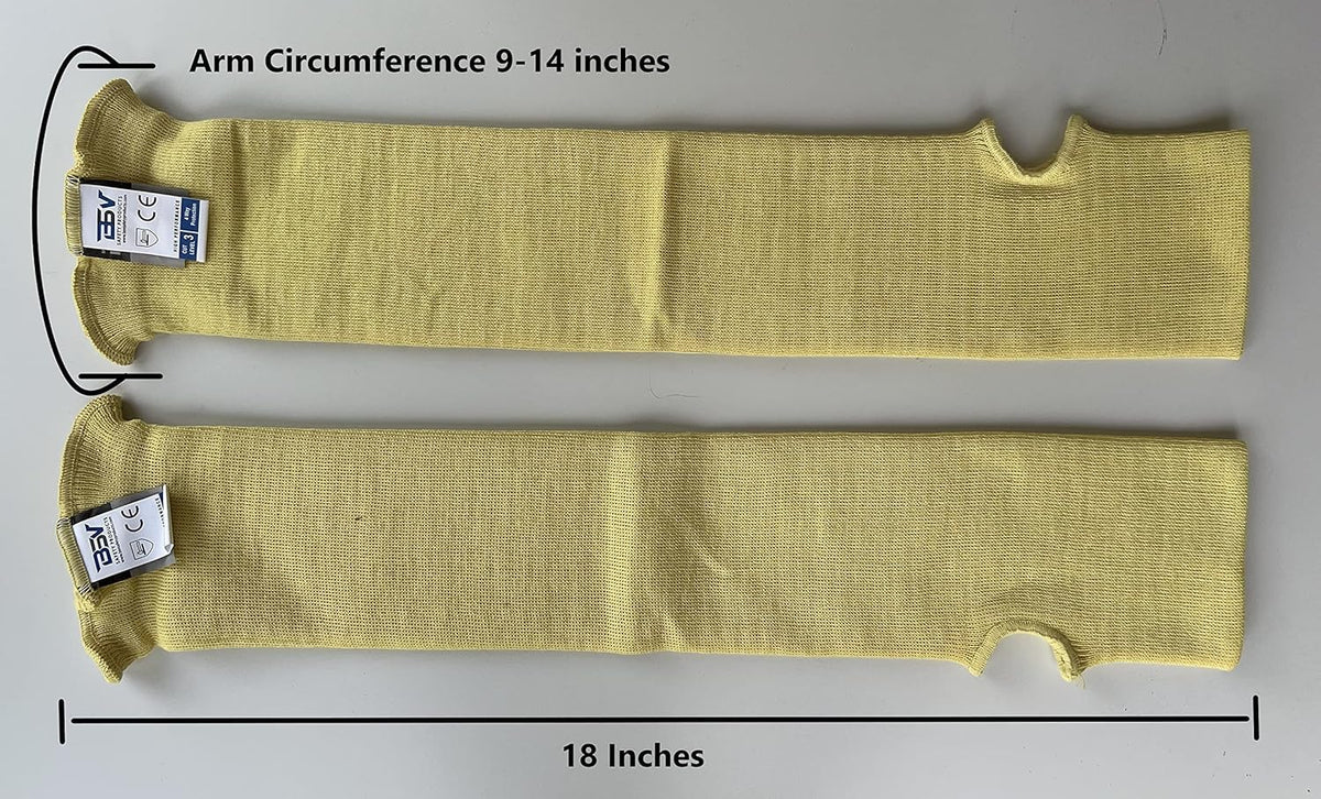 BSV Kevlar Arm Protection Sleeves with Thumb Hole - Cut, Scratch, Bite and Heat-Resistant - Unisex, 18", 1 Pair
