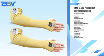 BSV Kevlar Arm Protection Sleeves with Thumb Hole - Cut, Scratch, Bite and Heat-Resistant - Unisex, 18", 1 Pair