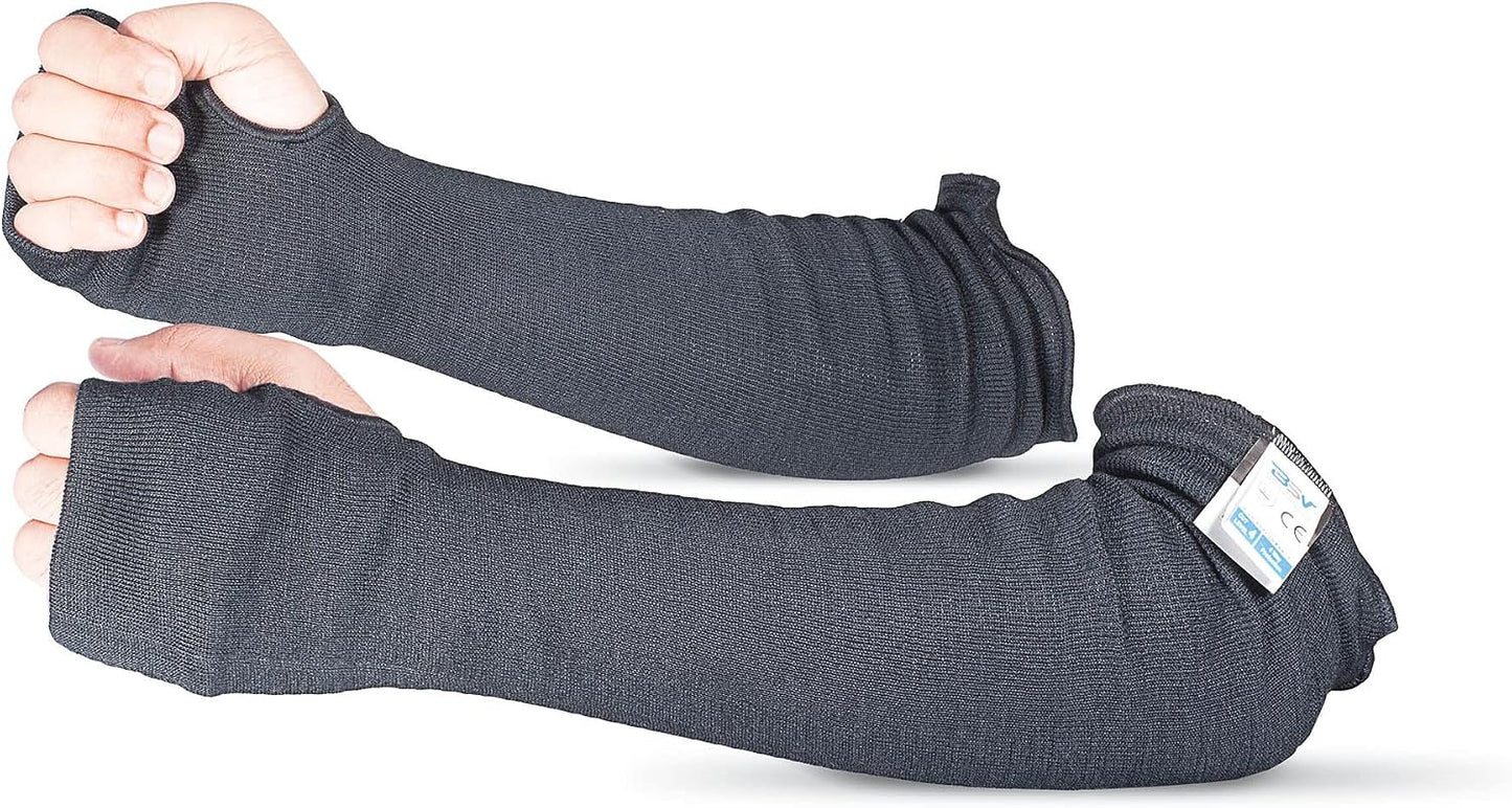 BSV Kevlar Arm Protection Sleeves with Thumb Hole - Cut, Scratch, Bite and Heat-Resistant - Unisex, 18", 1 Pair