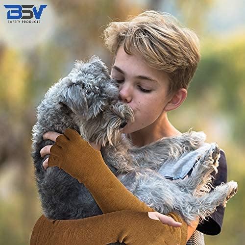 BSV Kevlar Arm Protection Sleeves with Thumb Hole - Cut, Scratch, Bite and Heat-Resistant - Unisex, 18", 1 Pair