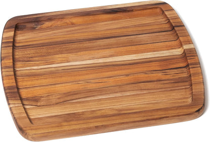 7215 Teak Wood Edge Grain Kitchen Cutting and Serving Board, Small, 12" x 9" x 5/8"