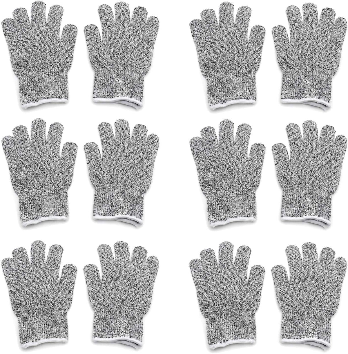 Level 5 Protection 6Pair Of Size XL Safe Cut Resistant Gloves Food Grade For Kitchen Oyster Shucking Meat Cutting Wood Carving Machine Washable [P/N: ET-TOOL032-XL X6-GRAY ]