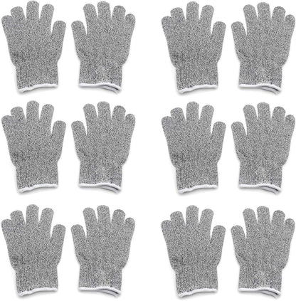Level 5 Protection 6Pair Of Size XL Safe Cut Resistant Gloves Food Grade For Kitchen Oyster Shucking Meat Cutting Wood Carving Machine Washable [P/N: ET-TOOL032-XL X6-GRAY ]