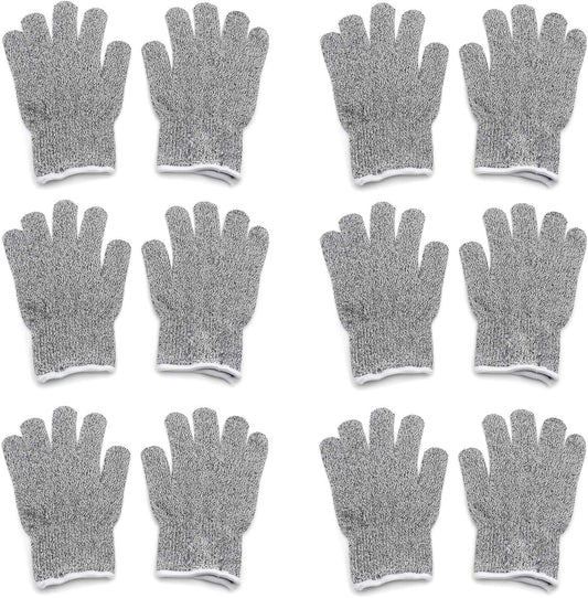 Level 5 Protection 6Pair Of Size XL Safe Cut Resistant Gloves Food Grade For Kitchen Oyster Shucking Meat Cutting Wood Carving Machine Washable [P/N: ET-TOOL032-XL X6-GRAY ]