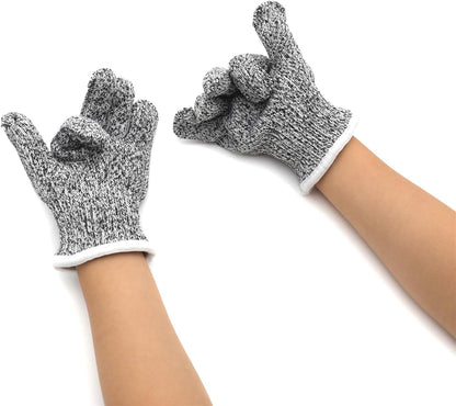 Level 5 Protection 6Pair Of Size XL Safe Cut Resistant Gloves Food Grade For Kitchen Oyster Shucking Meat Cutting Wood Carving Machine Washable [P/N: ET-TOOL032-XL X6-GRAY ]