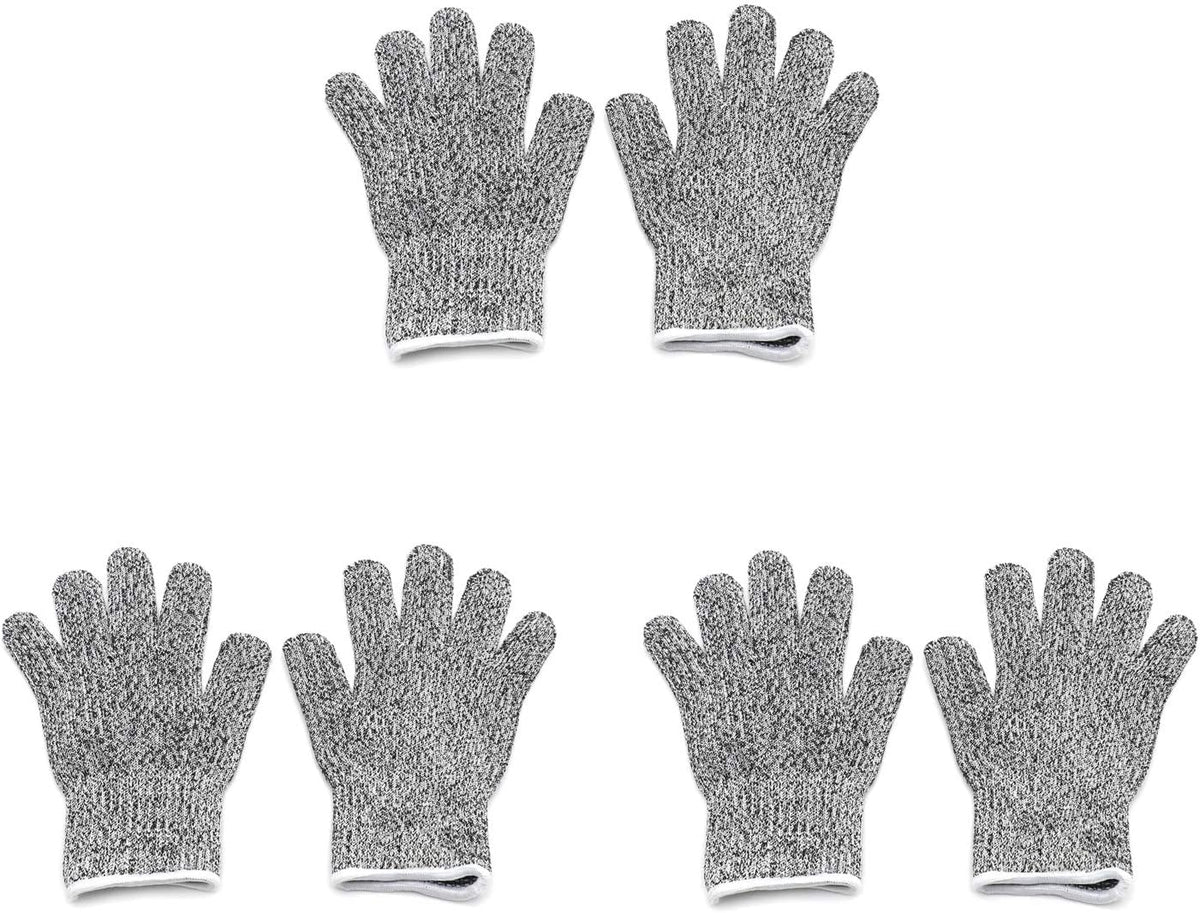 Level 5 Protection 6Pair Of Size XL Safe Cut Resistant Gloves Food Grade For Kitchen Oyster Shucking Meat Cutting Wood Carving Machine Washable [P/N: ET-TOOL032-XL X6-GRAY ]