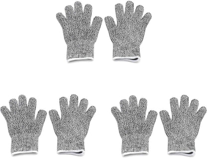 Level 5 Protection 6Pair Of Size XL Safe Cut Resistant Gloves Food Grade For Kitchen Oyster Shucking Meat Cutting Wood Carving Machine Washable [P/N: ET-TOOL032-XL X6-GRAY ]
