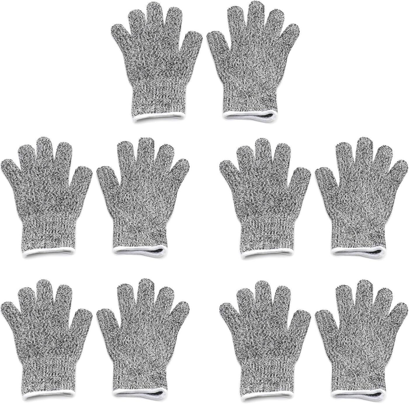 Level 5 Protection 6Pair Of Size XL Safe Cut Resistant Gloves Food Grade For Kitchen Oyster Shucking Meat Cutting Wood Carving Machine Washable [P/N: ET-TOOL032-XL X6-GRAY ]