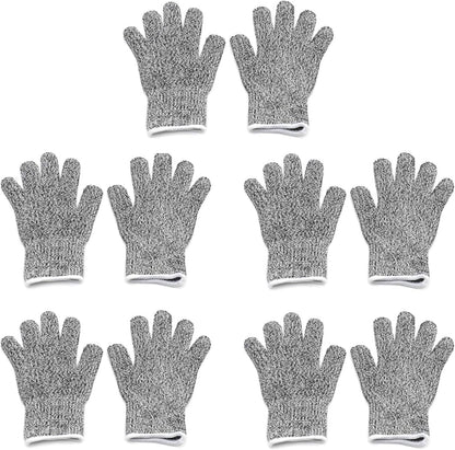 Level 5 Protection 6Pair Of Size XL Safe Cut Resistant Gloves Food Grade For Kitchen Oyster Shucking Meat Cutting Wood Carving Machine Washable [P/N: ET-TOOL032-XL X6-GRAY ]