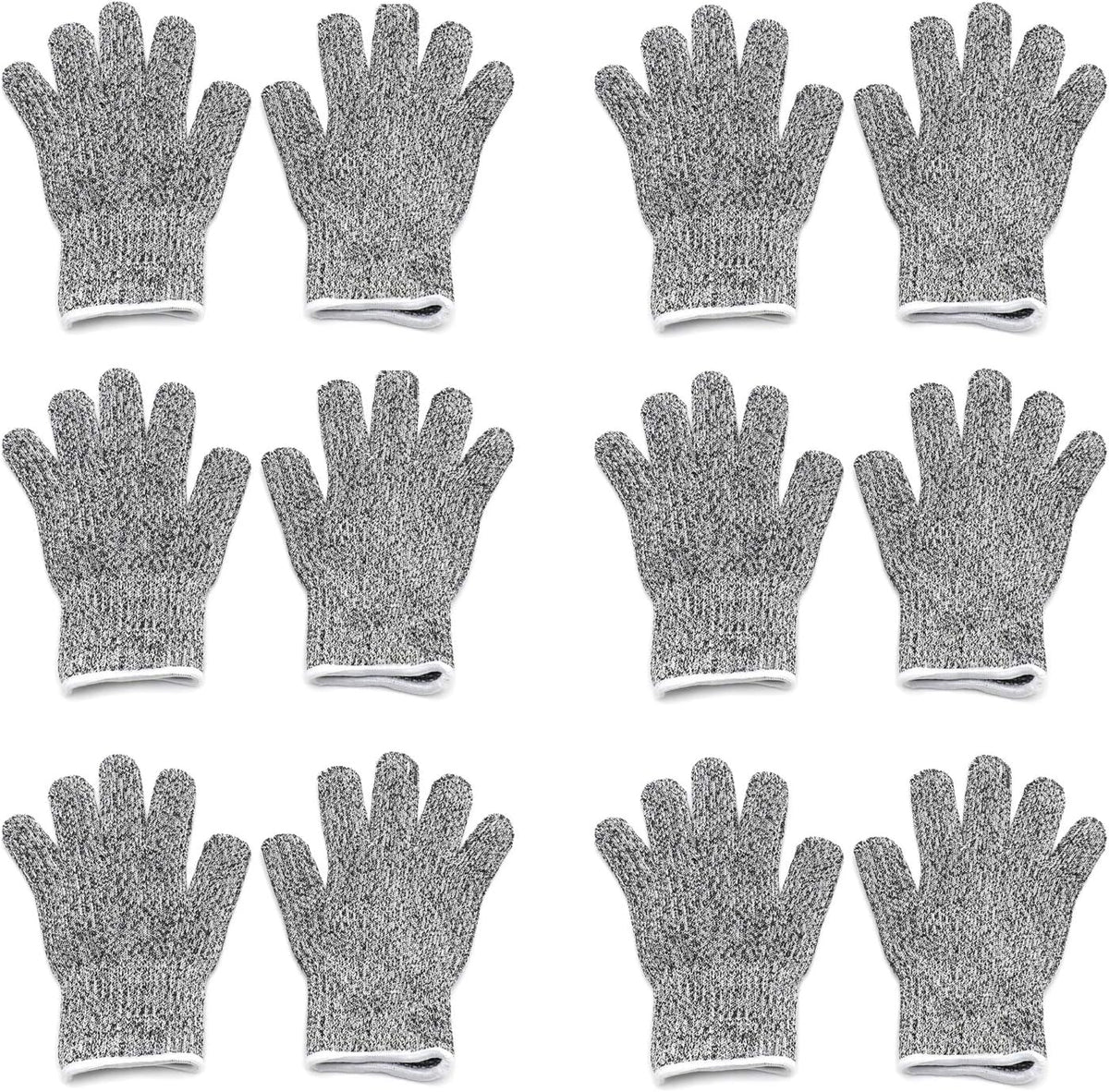 Level 5 Protection 6Pair Of Size XL Safe Cut Resistant Gloves Food Grade For Kitchen Oyster Shucking Meat Cutting Wood Carving Machine Washable [P/N: ET-TOOL032-XL X6-GRAY ]