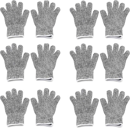 Level 5 Protection 6Pair Of Size XL Safe Cut Resistant Gloves Food Grade For Kitchen Oyster Shucking Meat Cutting Wood Carving Machine Washable [P/N: ET-TOOL032-XL X6-GRAY ]