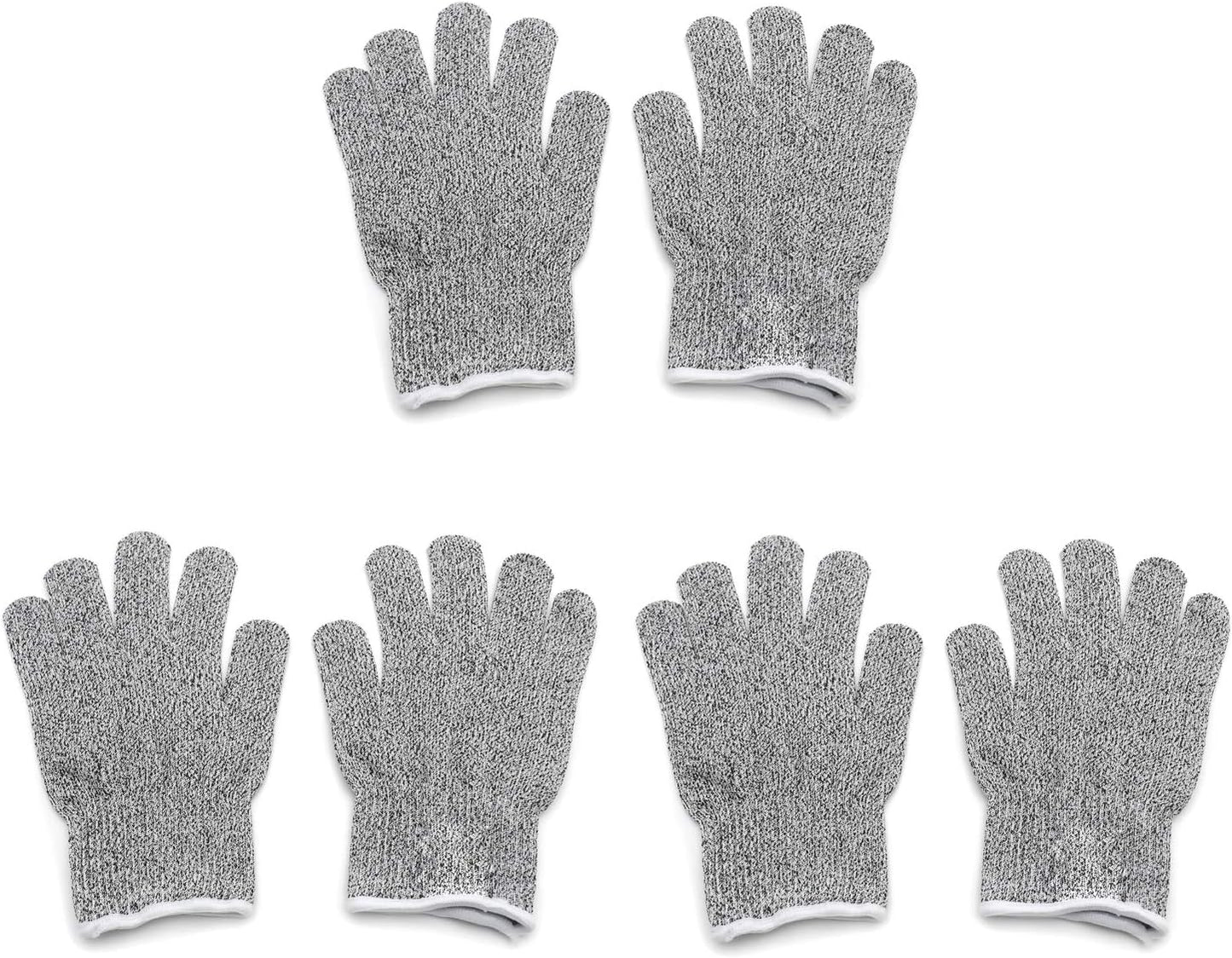 Level 5 Protection 6Pair Of Size XL Safe Cut Resistant Gloves Food Grade For Kitchen Oyster Shucking Meat Cutting Wood Carving Machine Washable [P/N: ET-TOOL032-XL X6-GRAY ]