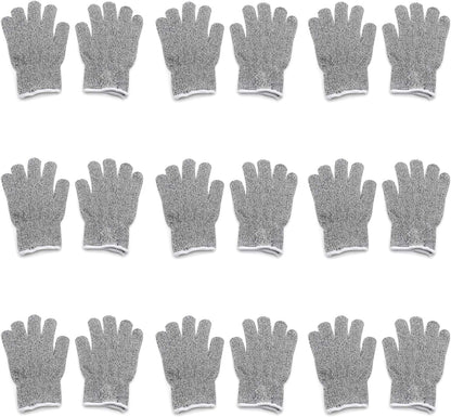 Level 5 Protection 6Pair Of Size XL Safe Cut Resistant Gloves Food Grade For Kitchen Oyster Shucking Meat Cutting Wood Carving Machine Washable [P/N: ET-TOOL032-XL X6-GRAY ]