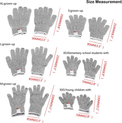 Level 5 Protection 6Pair Of Size XL Safe Cut Resistant Gloves Food Grade For Kitchen Oyster Shucking Meat Cutting Wood Carving Machine Washable [P/N: ET-TOOL032-XL X6-GRAY ]