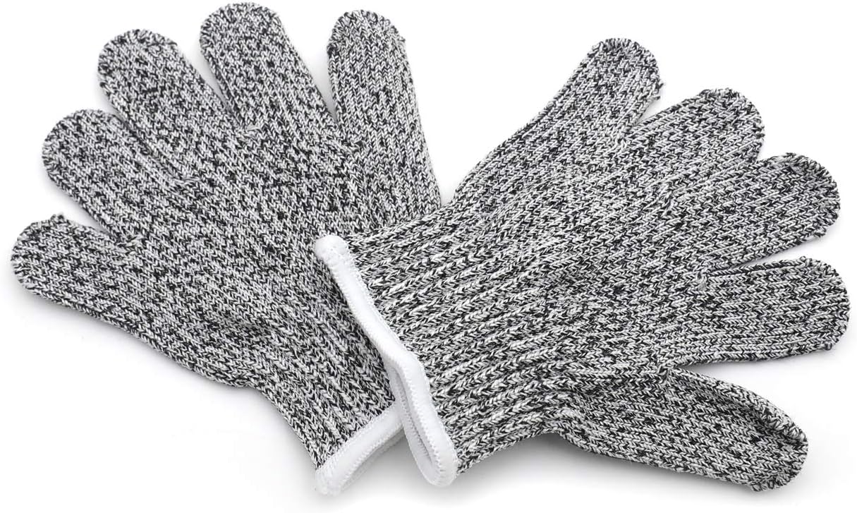 Level 5 Protection 6Pair Of Size XL Safe Cut Resistant Gloves Food Grade For Kitchen Oyster Shucking Meat Cutting Wood Carving Machine Washable [P/N: ET-TOOL032-XL X6-GRAY ]