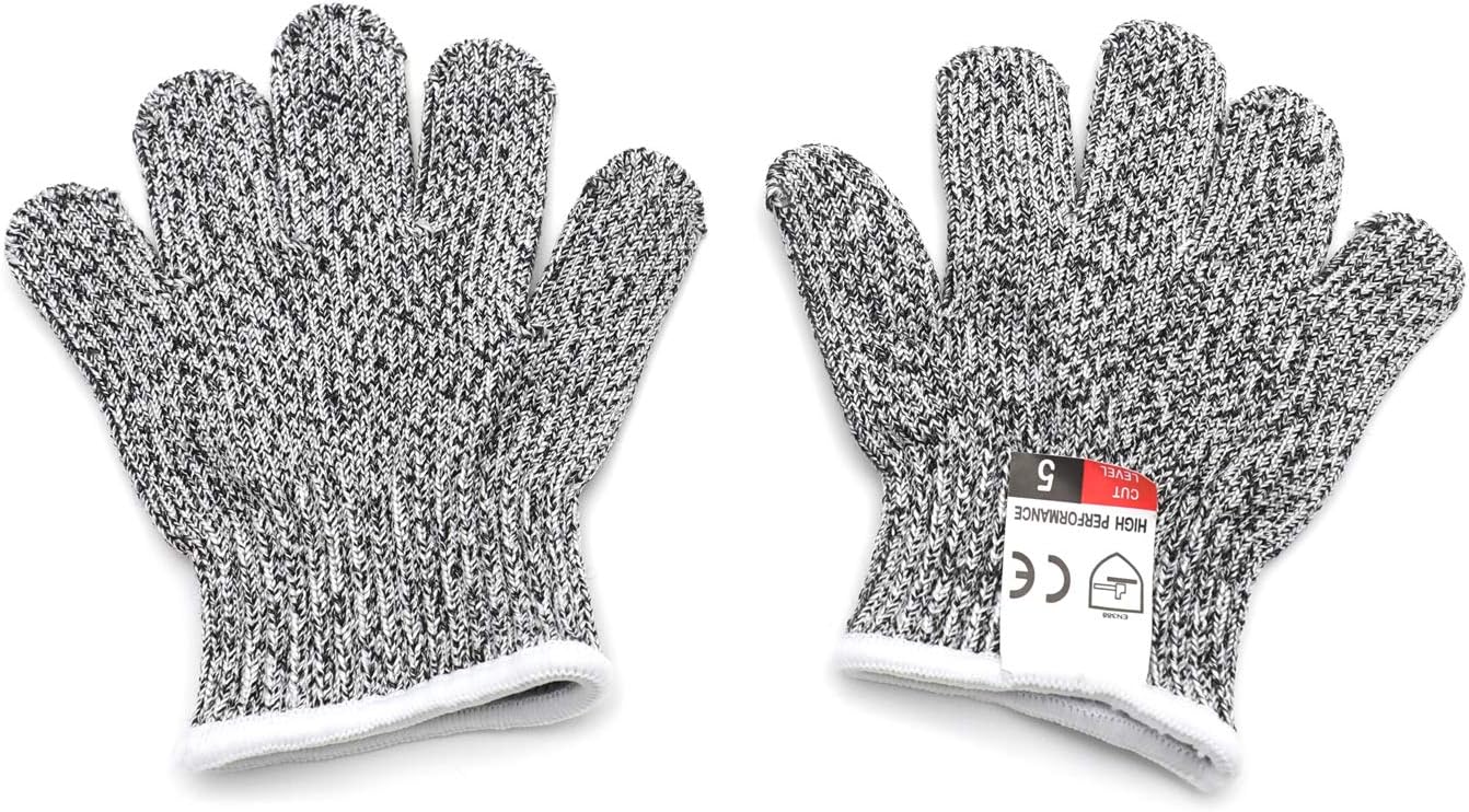 Level 5 Protection 6Pair Of Size XL Safe Cut Resistant Gloves Food Grade For Kitchen Oyster Shucking Meat Cutting Wood Carving Machine Washable [P/N: ET-TOOL032-XL X6-GRAY ]