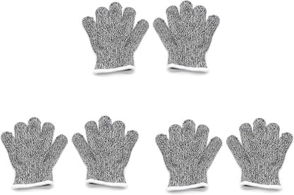 Level 5 Protection 6Pair Of Size XL Safe Cut Resistant Gloves Food Grade For Kitchen Oyster Shucking Meat Cutting Wood Carving Machine Washable [P/N: ET-TOOL032-XL X6-GRAY ]