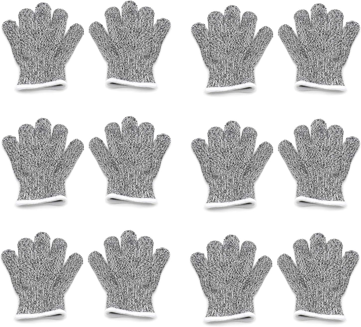 Level 5 Protection 6Pair Of Size XL Safe Cut Resistant Gloves Food Grade For Kitchen Oyster Shucking Meat Cutting Wood Carving Machine Washable [P/N: ET-TOOL032-XL X6-GRAY ]