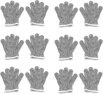 Level 5 Protection 6Pair Of Size XL Safe Cut Resistant Gloves Food Grade For Kitchen Oyster Shucking Meat Cutting Wood Carving Machine Washable [P/N: ET-TOOL032-XL X6-GRAY ]