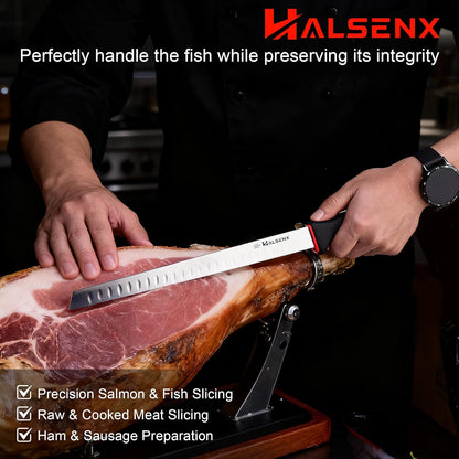 12 Inch Fillet Knife - Slicing Knife for Salmon, Sushi & Meat | High-carbon stainless steel, Sharp & stays sharp, Non-slip SoftGrip handle, Effortless, precise slicing, For salmon & sushi.