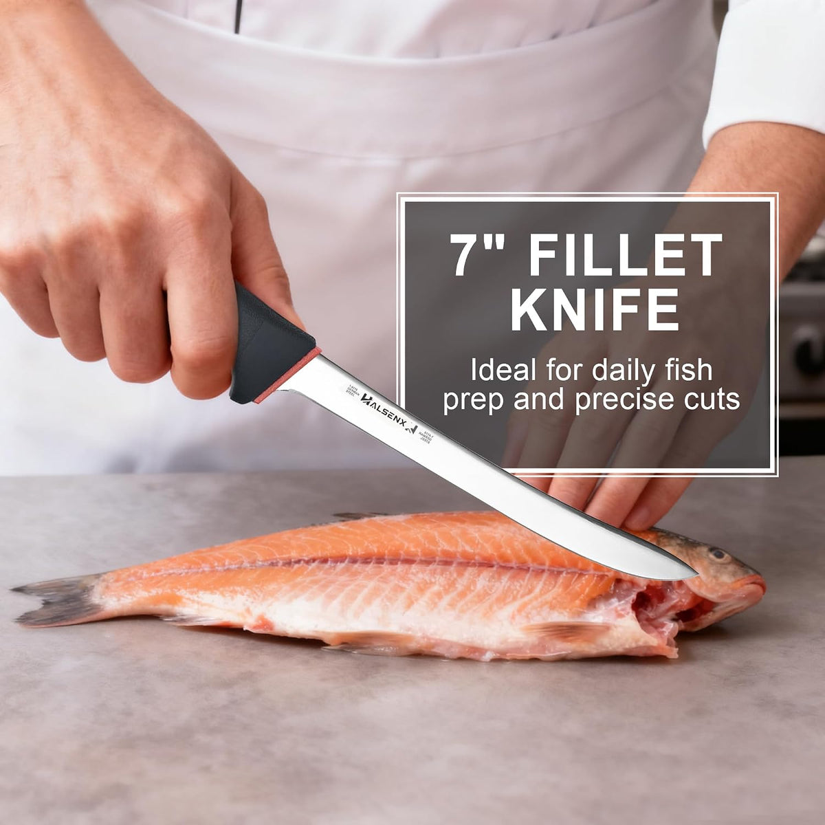 12 Inch Fillet Knife - Slicing Knife for Salmon, Sushi & Meat | High-carbon stainless steel, Sharp & stays sharp, Non-slip SoftGrip handle, Effortless, precise slicing, For salmon & sushi.