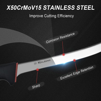 12 Inch Fillet Knife - Slicing Knife for Salmon, Sushi & Meat | High-carbon stainless steel, Sharp & stays sharp, Non-slip SoftGrip handle, Effortless, precise slicing, For salmon & sushi.
