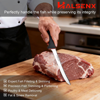 12 Inch Fillet Knife - Slicing Knife for Salmon, Sushi & Meat | High-carbon stainless steel, Sharp & stays sharp, Non-slip SoftGrip handle, Effortless, precise slicing, For salmon & sushi.