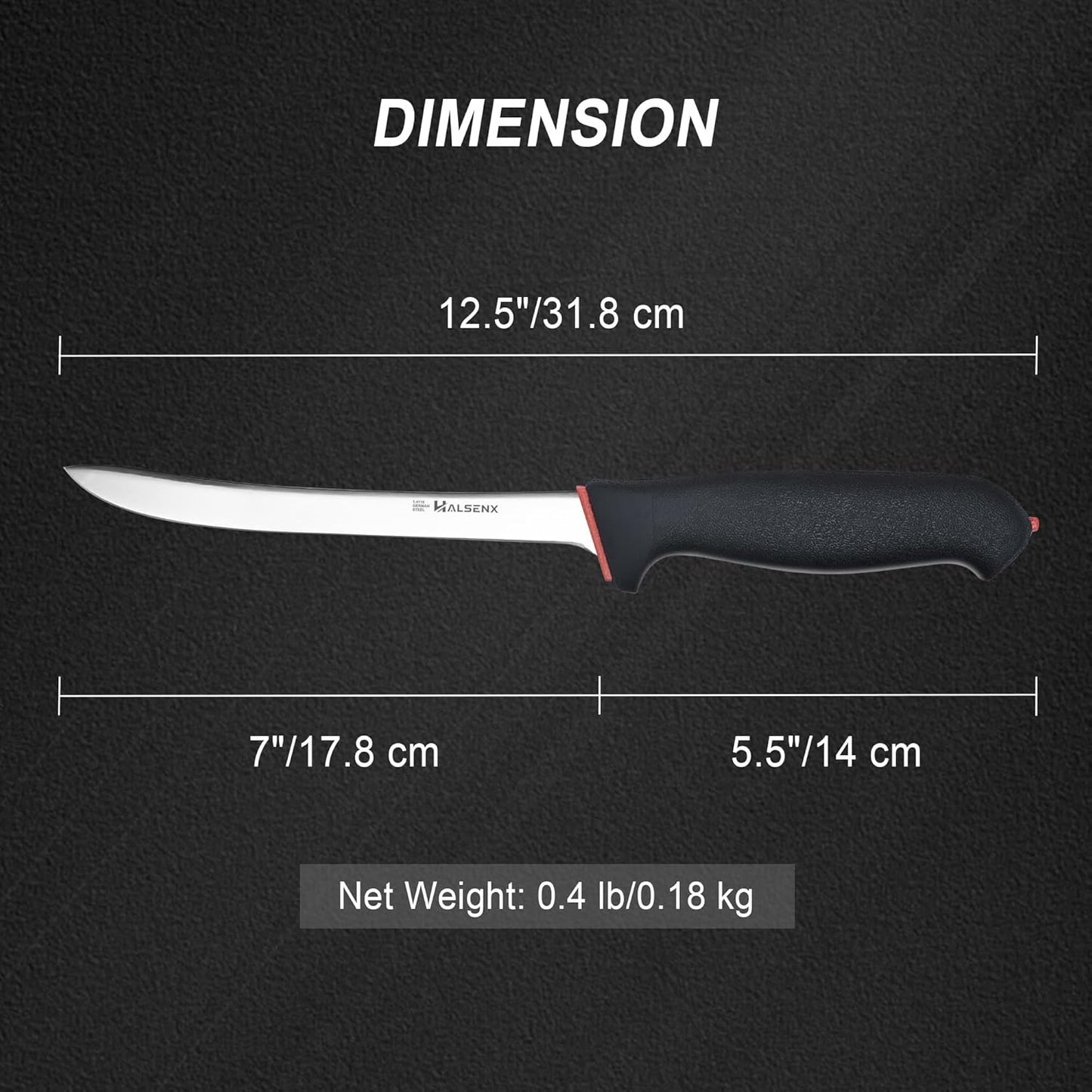 12 Inch Fillet Knife - Slicing Knife for Salmon, Sushi & Meat | High-carbon stainless steel, Sharp & stays sharp, Non-slip SoftGrip handle, Effortless, precise slicing, For salmon & sushi.
