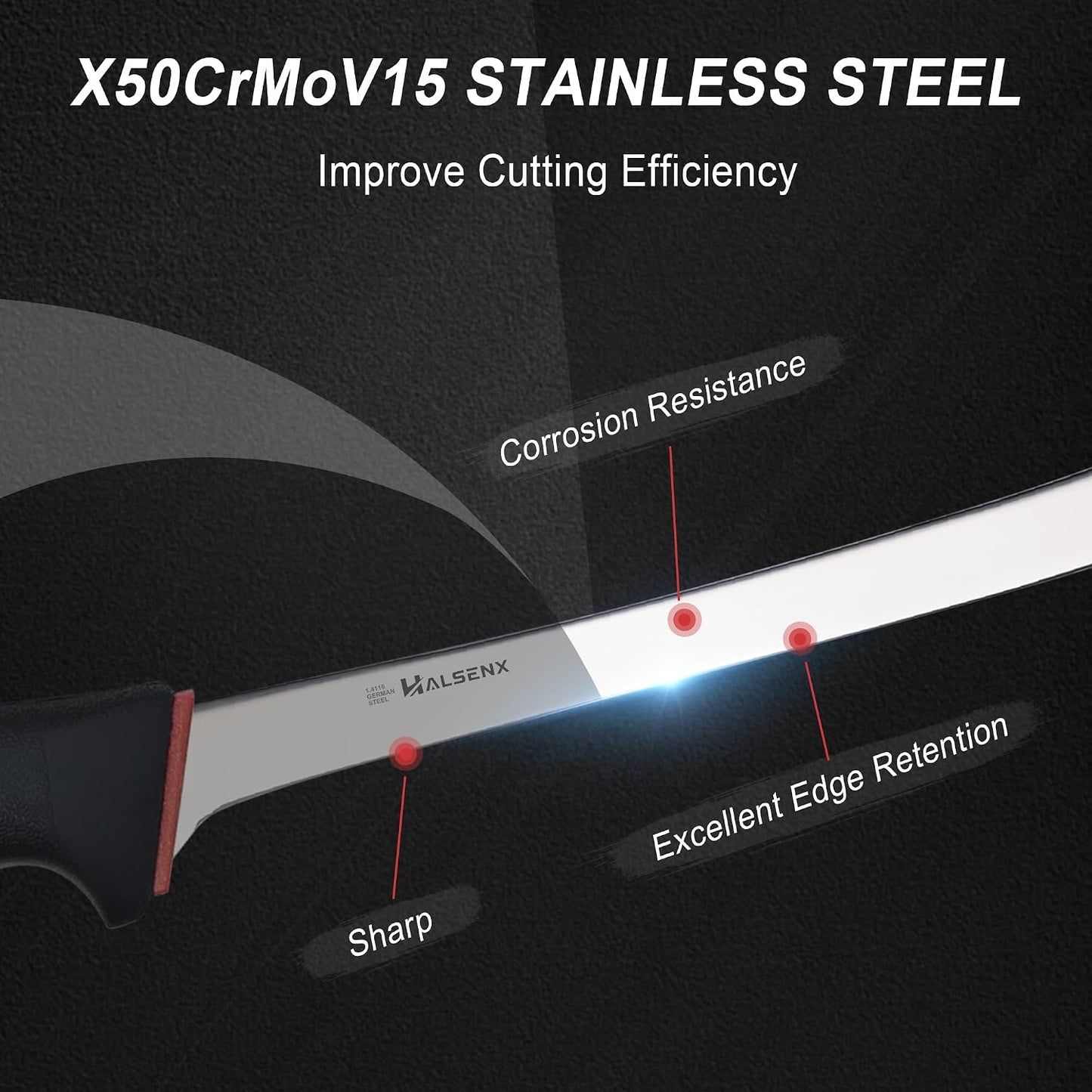 12 Inch Fillet Knife - Slicing Knife for Salmon, Sushi & Meat | High-carbon stainless steel, Sharp & stays sharp, Non-slip SoftGrip handle, Effortless, precise slicing, For salmon & sushi.