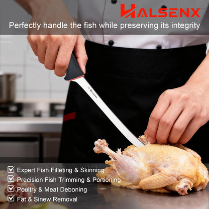 12 Inch Fillet Knife - Slicing Knife for Salmon, Sushi & Meat | High-carbon stainless steel, Sharp & stays sharp, Non-slip SoftGrip handle, Effortless, precise slicing, For salmon & sushi.