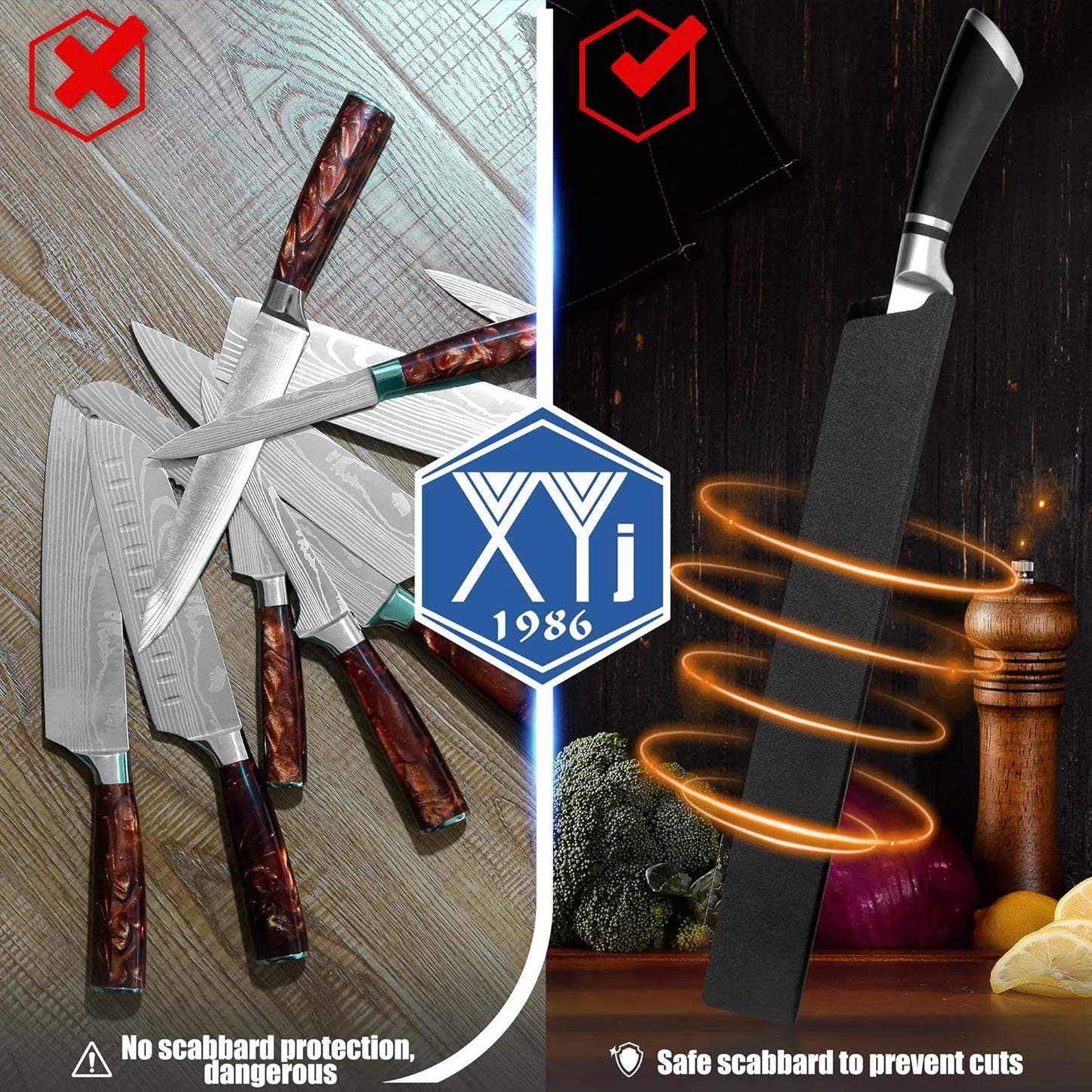 Universal Knife Edge Guards 2 Pcs ABS Knife Cover Set for Kitchen Sheath Protector
