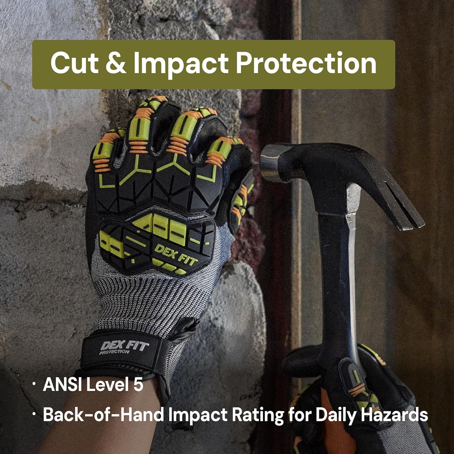 SSG513 Impact Stainless Steel Cut Resistant Gloves, ANSI A5, Durable Non-Slip Nitrile Grip, Touchscreen, Comfort Stretchy Fit, Thin & Breathable, Machine Washable; Gray L (9), 1 Pair