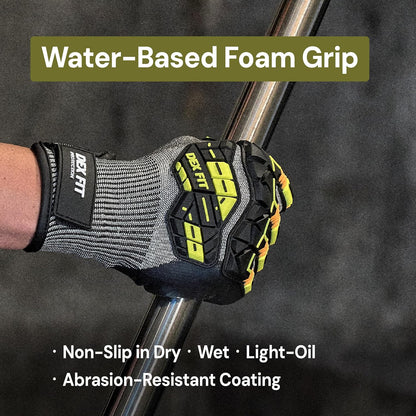 SSG513 Impact Stainless Steel Cut Resistant Gloves, ANSI A5, Durable Non-Slip Nitrile Grip, Touchscreen, Comfort Stretchy Fit, Thin & Breathable, Machine Washable; Gray L (9), 1 Pair