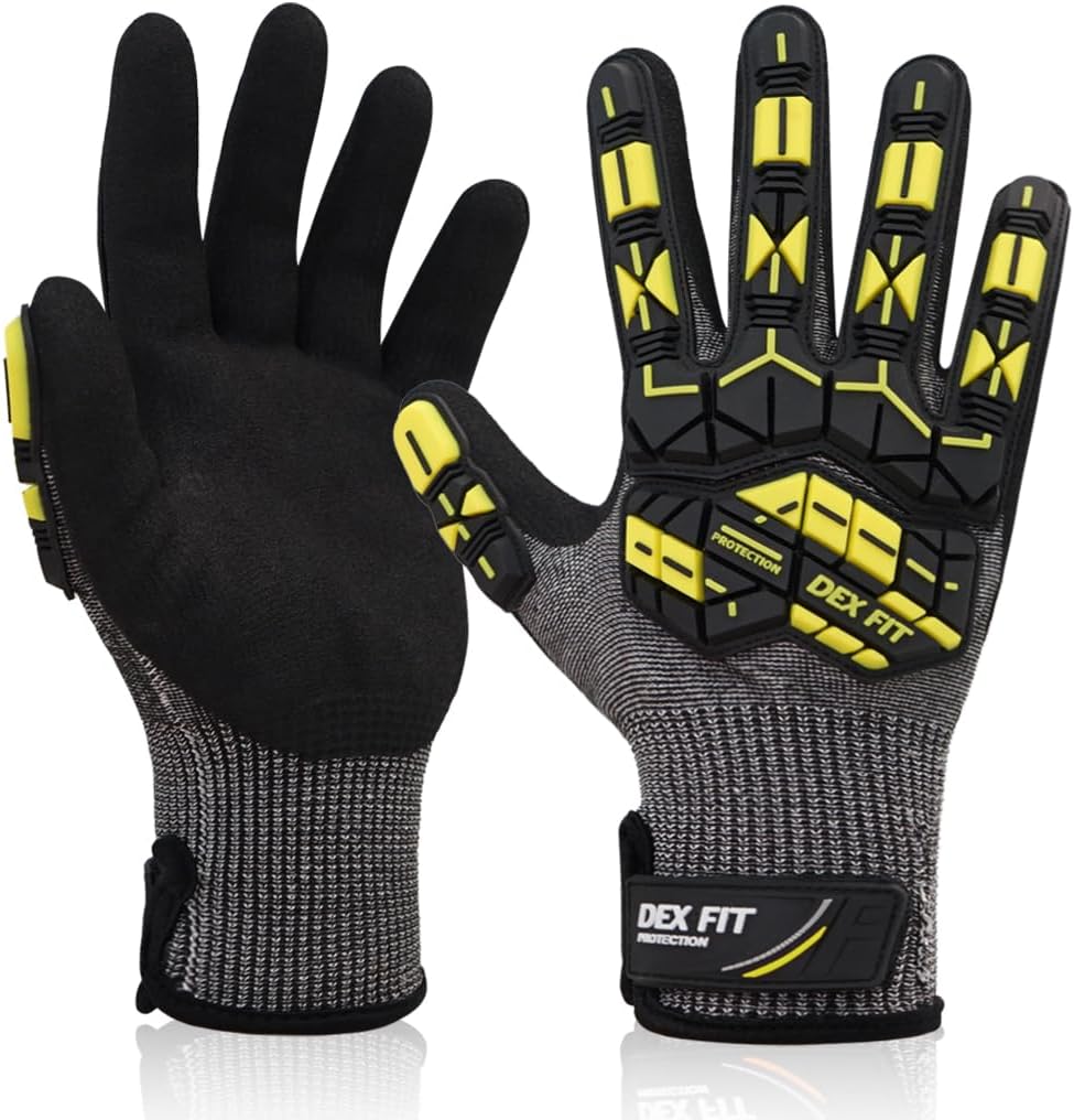SSG513 Impact Stainless Steel Cut Resistant Gloves, ANSI A5, Durable Non-Slip Nitrile Grip, Touchscreen, Comfort Stretchy Fit, Thin & Breathable, Machine Washable; Gray L (9), 1 Pair