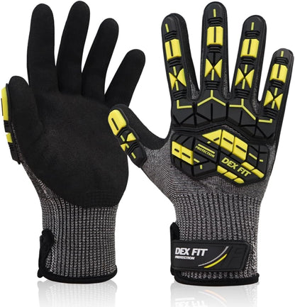 SSG513 Impact Stainless Steel Cut Resistant Gloves, ANSI A5, Durable Non-Slip Nitrile Grip, Touchscreen, Comfort Stretchy Fit, Thin & Breathable, Machine Washable; Gray L (9), 1 Pair